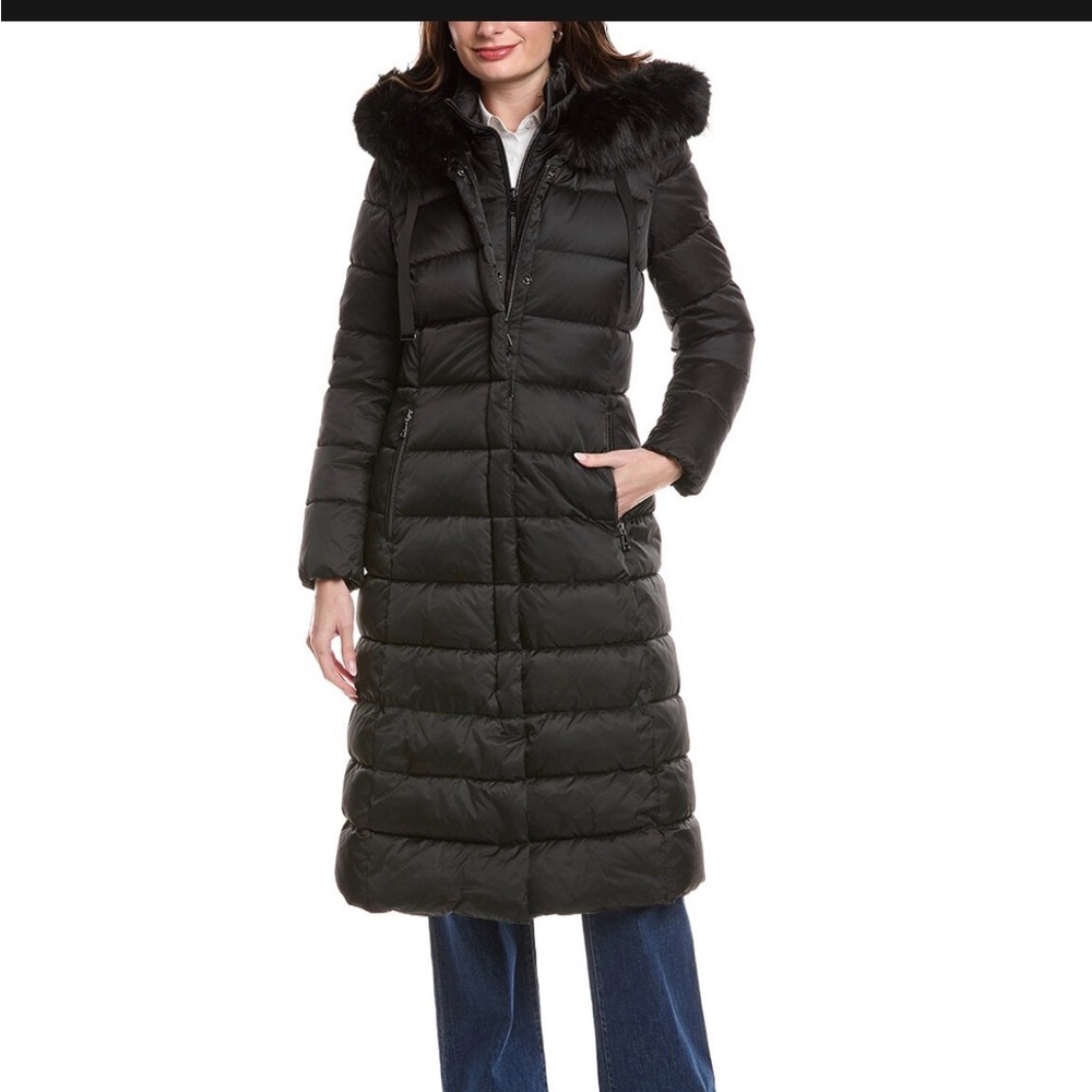Tahari Long Black Puffer Jacket